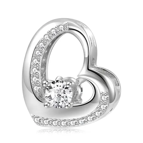 Herz Charm Perle 925 Sterling Silber Mit Zirkonia Für Armband DIY Schmuckherstellung Valentinstag Geschenk Mode