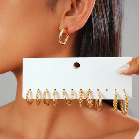 Geometrische Creolen Metall Mit Silberner Ohrennadel Gedrehte Glatte Textur Modeschmuck Für Frauen