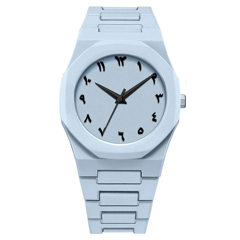 Men Casual Quartz Wristwatch Octagonal Bezel Matte Plastic Case Strap Arabic-Indic Numerals Minimalist Sporty Style