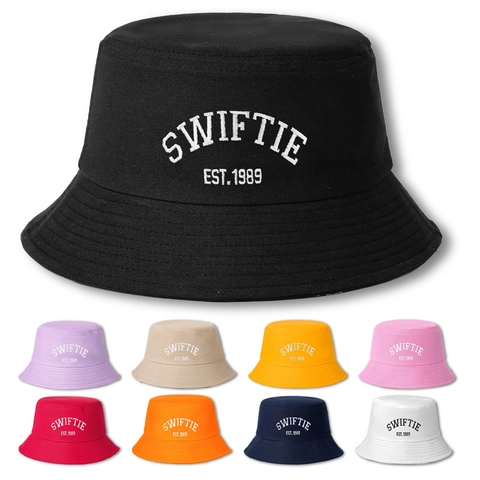 Cotton Canvas Bucket Hat With Embroidery Sun Protection Wide Brim Outdoor Casual Fashion For Men Women