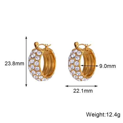 18K Gold Plated Stainless Steel Hoop Earrings With Zircon And Faux Artificial Pearl Fashion Jewelry For Women