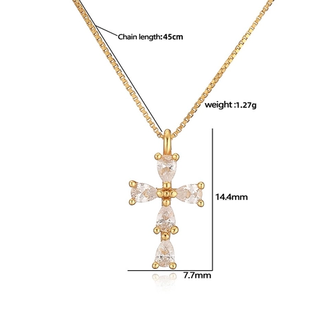 Collar de Pendiente de Cruz de Plata de Ley 925 Circonia Incrustada Cadena de Caja Estilo Hip Hop ins Joyería Mujer