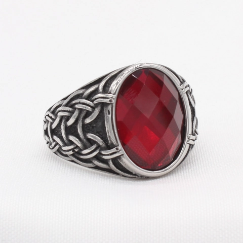 Vintage Heren Zegelring Titanium Roestvrij Staal Ovalen Edelsteen Viking Keltische Knoop Gothic Punk Sieraden