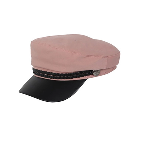 Gorra Baker Boy Retro Estilo Marinero Británico Con Visera De Cuero PU Cuerda Trenzada Botón De Metal Para Mujer