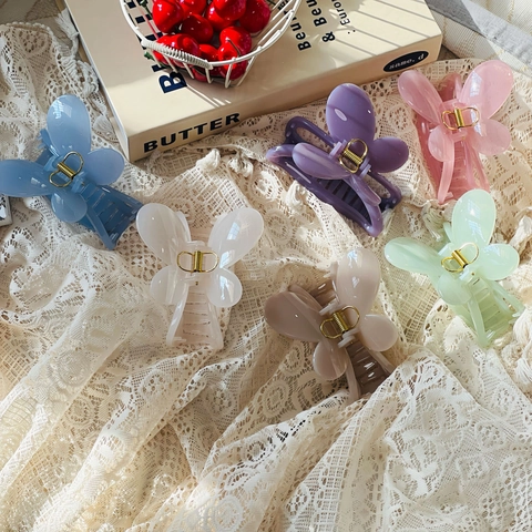 Butterfly Hair Claw Clip Large Acrylic Plastic Resin Non Slip Hair Clamp For Women Elegant French Style