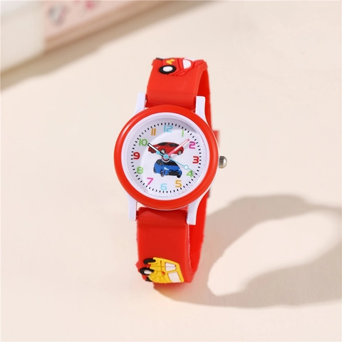 Orologio Al Quarzo Per Bambini Auto Cartone Animato Con Cinturino In Silicone 3D Numeri Colorati Regalo