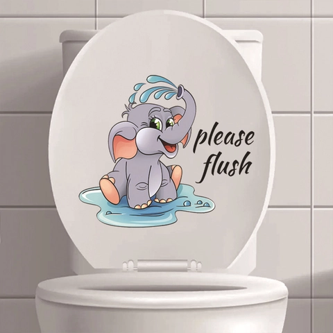 Cartoon Tier Toilettenaufkleber Wasserdicht Abnehmbar PVC Badezimmer Aufkleber Lustige Elefant Katze Schild