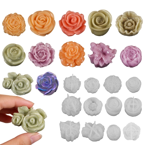 Flower Silicone Molds For Candle Making DIY Rose Peony Soap Resin Fondant Cake Decoration Heat Resistant Handmade Craft