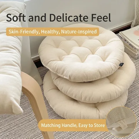 Japanese Style Tufted Chair Cushion Thickened Cotton Linen Square Round Floor Pillow For Dining Office Tatami Home Decor