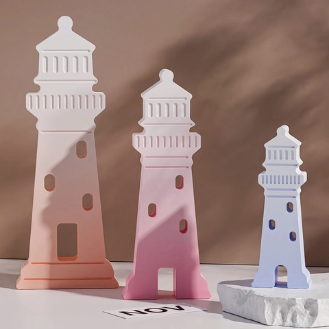Lighthouse Silicone Mold Geometric DIY Resin Candle Making Plaster Ornament Craft Decorative Tool