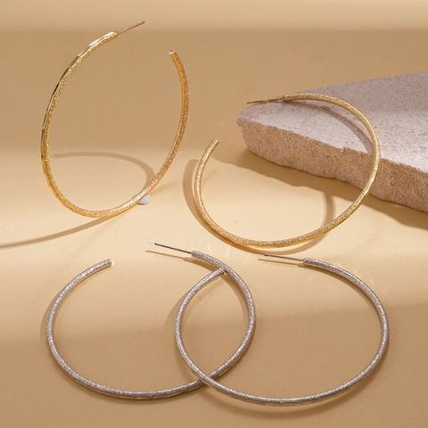 Matte Frostete Runde Kreolen Mit 925 Sterling Silber Ohrstecker 18K Gold Vergoldet Minimalistische Nische Für Frauen