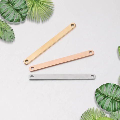 Stainless Steel Rectangle Bar Connector Two Hole Geometric Polished DIY Jewelry Findings For Bracelet Necklace Making