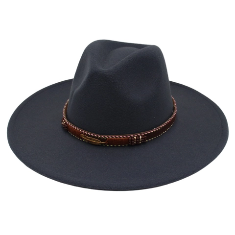 Wide Brim Fedora Hat Wool Felt Ethnic Decorative Band Feather Pendant Bohemian Jazz Hat For Men Women