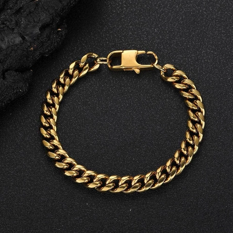 Pulsera De Eslabones Cubanos Acero Inoxidable Estilo Hip Hop Punk Cadena De Metal Galvanizado Joyería Para Hombres Y Mujeres Accesorio Moda