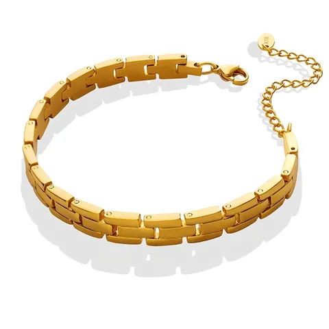 Bracciale A Catena Stile Cinturino Orologio Minimalista Acciaio Al Titanio Placcato Oro 18K Regolabile Gioielli Geometrici