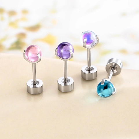 Pendientes Cartílago Acero Titanio Garra De Dragón Esfera Circonia Colorida Joyería Piercing Concha Para Mujer Hombre