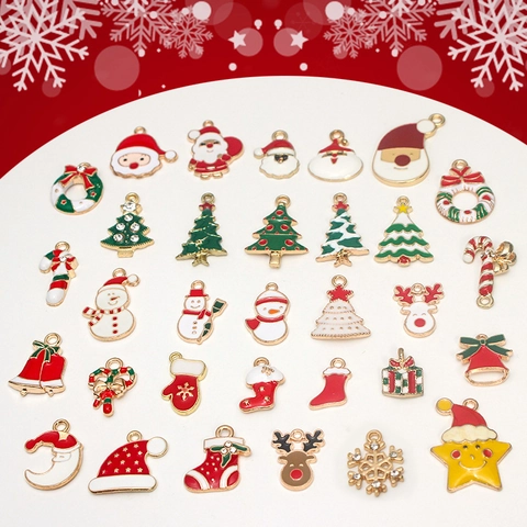 Ciondoli Natalizi In Lega Smaltata Babbo Natale Renna Pupazzo Di Neve Albero Per Creazione Gioielli Fai Da Te Decorazione Festa
