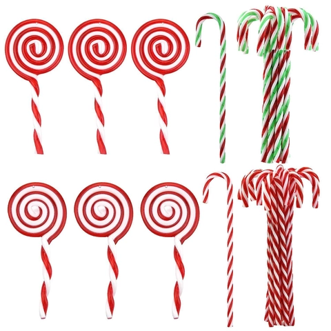 Ornamenti A Bastoncino Di Zucchero Di Natale Lecca Lecca Acrilico Plastica A Strisce Rosse Bianche Decorazioni Da Appendere