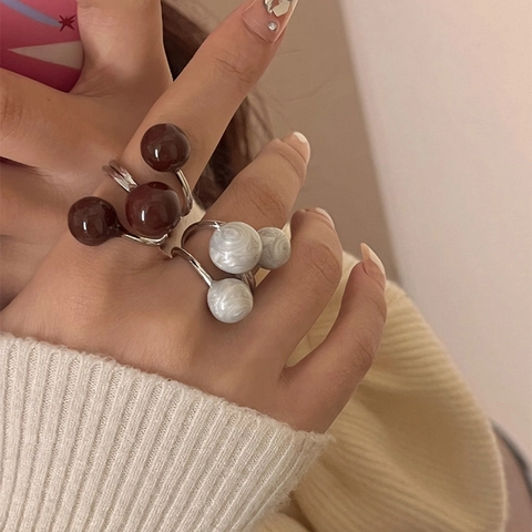 Anello Regolabile Geometrico Minimalista In Rame Placcato Argento Gioielli Da Dito Alla Moda Finitura A Olio Donna