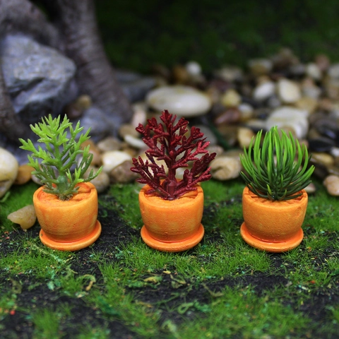 Miniature Artificial Potted Plants Resin Succulent Micro Landscape Ornament Pastoral Desktop Decor Tiny Garden Accessory