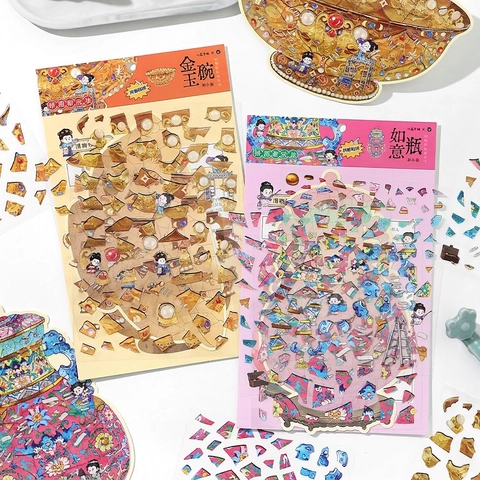 Adesivi Puzzle DIY 2.5D PET E Carta Bianca Tema Restauro Antico Stile Cinese Decorativo Per Scrapbooking Journaling
