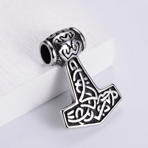 Collar Con Colgante Martillo De Thor Mjolnir Acero Inoxidable 304 Vikingo Nudo Celta Mitología Nórdica Retro Joyería Hombre
