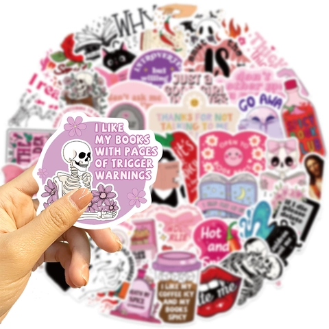 Pink Waterproof PVC Stickers For Book Lovers Reading Themes Spicy Book Club Decor For Laptop Water Bottle Guitar Scrapbooking