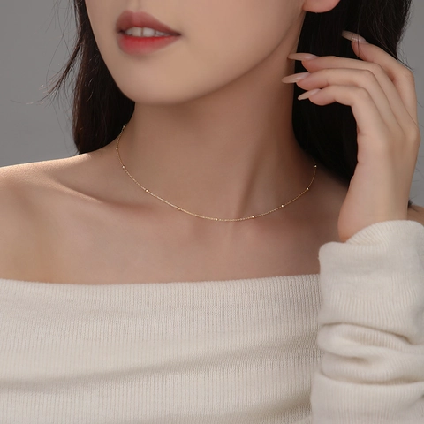 Minimalistische 925 Sterling Zilveren Kralenketting Voor Dames Elegante Mode Sleutelbeen Sieraden Verguld