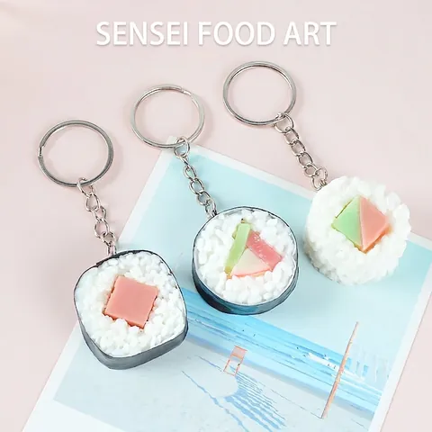 Realistic Simulation Sushi Keychain Japanese Food Model PVC Resin Pendant For Bag Backpack Decoration Mini Toy Accessory