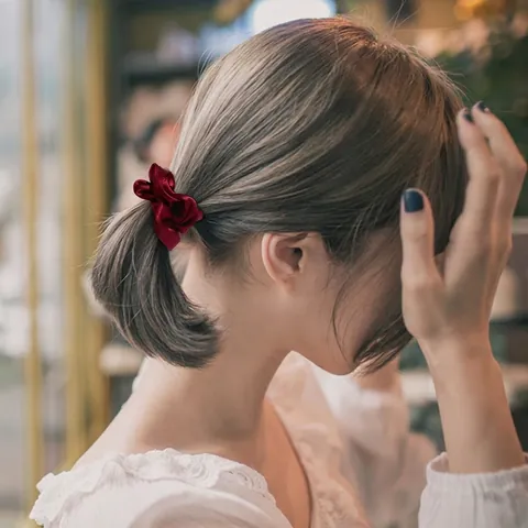Large Satin Scrunchie Faux Satin Elastic Hair Tie Solid Color Pleated Sweet Hair Accessories For Women