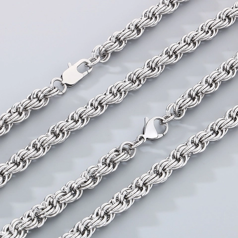 Collana E Bracciale In Acciaio Inossidabile Con Catena A Corda Intrecciata Gioielli Minimalisti Per Uomini Donne