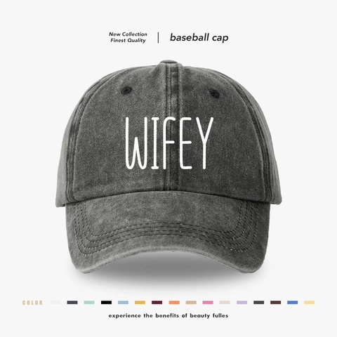 Gorra De Béisbol De Algodón Lavado Con Estampado De Letras Wifey Sombrero De Sol Ajustable Distressed Para Mujeres Casual