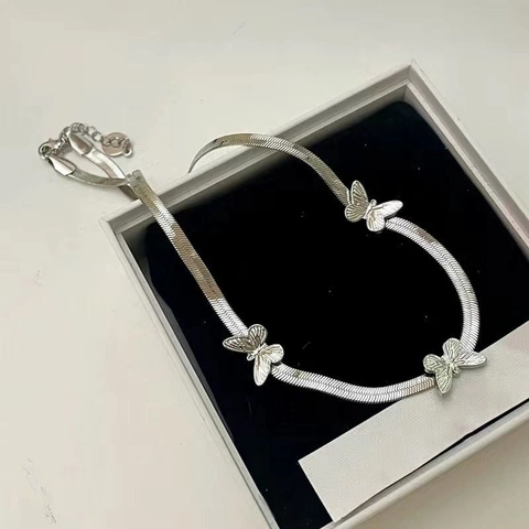 Collana A Farfalla Catena A Serpente Acciaio Inossidabile Catena Da Clavicola Gioielli Di Moda Minimalista Per Donne