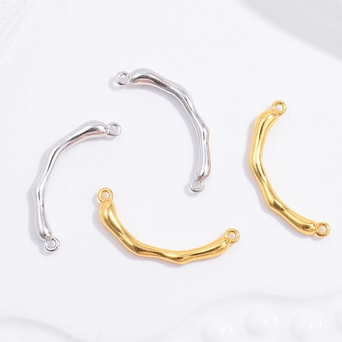 925 Sterling Silber Gebogenes Rohr Zweig Verbinder Mit Doppelten Schlaufen Für DIY Schmuckherstellung