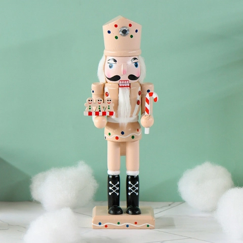 Weihnachts Nussknacker Soldat Ornament Holz Handbemalt Lebkuchenmann Zuckerstange Thema Rosa Festliche Tischdekoration