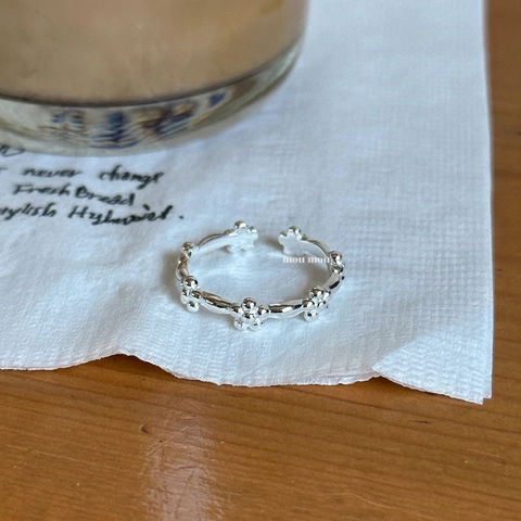Anello Aperto In Argento Sterling 925 Con Fiore Minimalista Regolabile Fascia Floreale Gioielli Di Moda Regalo Per Donna