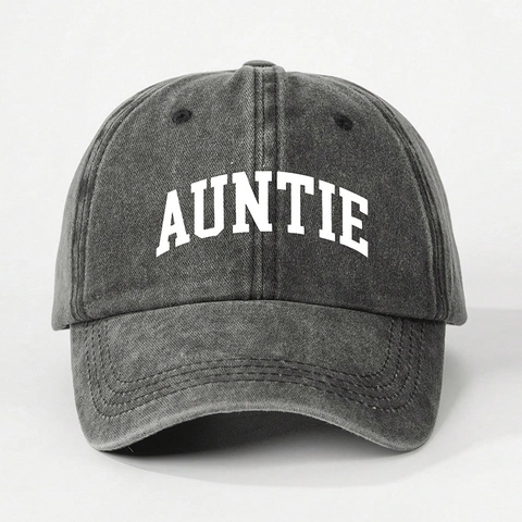 Honkbalpet Gewassen Polyester Auntie Letterprint Verstelbaar Zonbescherming Outdoor Vintage Stijl Vrouwen