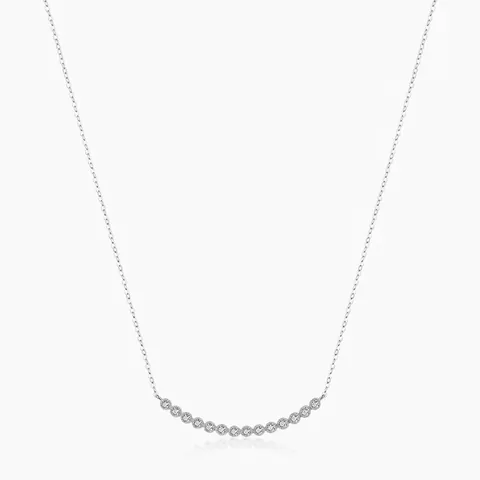 925 Sterling Silber Halskette Smile Curved Bar Pave Zirkonia Minimalistischer Schmuck Frauen Einfache Schlüsselbeinkette