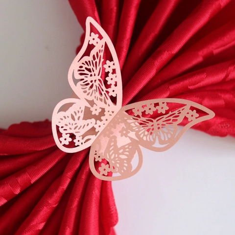 Butterfly Napkin Rings Laser Cut Paper Hollow Napkin Buckles For Wedding Party Hotel Table Decoration Elegant