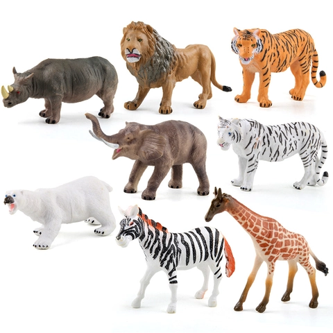 Simulation Wildlife Animal Figure Realistic Jungle Forest Elephant Tiger Lion Giraffe Model Toy Educational Kids Gift