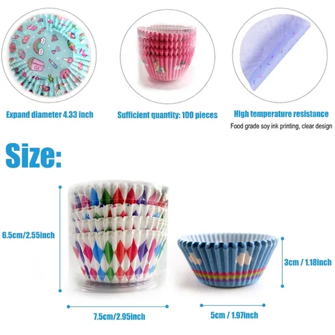 Cápsulas Para Cupcakes Papel Antigrasa Moldes Para Muffins Resistentes Al Calor Dibujos Animados Unicornio Desechable