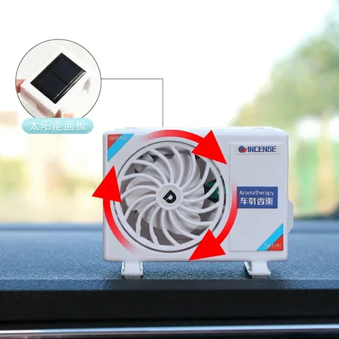 Mini Air Conditioner Model Car Air Freshener Solar Powered Rotating Fan Aromatherapy Vent Clip Dashboard Ornament