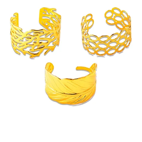 Minimalistischer Goldener Edelstahl Offener Armreif Für Damen Hohles Blatt Zweig Honigwabe Design Breit Verstellbarer Modeschmuck