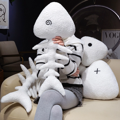 Fischgräte Plüsch Kissen Sherpa Kreatives Dekokissen Sofa Schlafzimmer Weiches Kuscheltier Weiß Neuheit Puppe