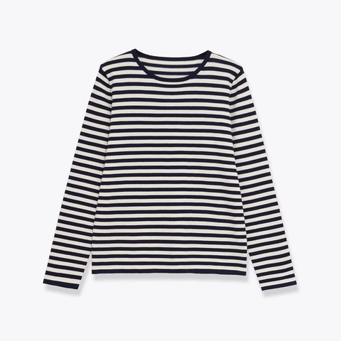 Top In Maglia A Righe A Maniche Lunghe Girocollo Classico Maglione Casual Aderente Da Donna Elegante
