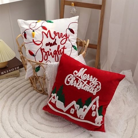 Fundas De Cojín Decorativas De Navidad Peluche Papá Noel Reno Muñeco De Nieve Cojín Decoración Festiva Hogar