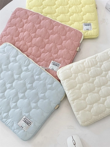 Laptophoes Gewatteerd Wolkenpatroon Schokbestendig Polyester Notebook Tas Voor Studenten Vrouwen