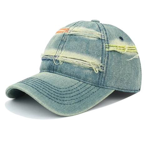 Cappello Da Baseball In Denim Lavato Con Patchwork Colorato Streetwear Cappello Da Sole Regolabile Per Uomo E Donna