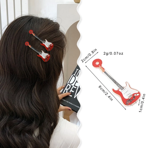 Pinzas Para El Cabello Con Forma De Guitarra Clips De Acrílico De Instrumentos Musicales Horquillas Para Mujeres Niñas Joyería