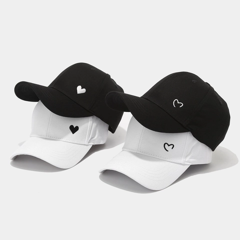 Cotton Baseball Cap Heart Embroidery Sun Protection Outdoor Adjustable Casual Fashion Hat